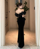 ロングドレス オフショルダー ベロア エレガント スタイリッシュ スリムフィット パーティー イベント JC2-ZED882614DXH437A