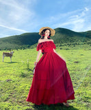 【2色】ロングドレス セクシー フェミニン 華やか フリルオフショルダー ウエストシェイプ 大きなフレアスカート 上品シルエット パーティー JC2-CD1-119-99260700