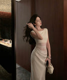 ロングドレスサテンドレス肌見せキャバドレスパーティーナイトクラブセクシーチュール WQ2-CD-2-761-77250580