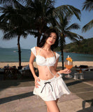 3点式セット ビキニ水着ホルターネックフリル水玉柄セクシーワンピースエレガント気質 体型カバー WQ7-DP-A10338