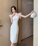 チャイナドレス 膝丈ドレス fashion レース セクシー 宴会 YH2-DD6027