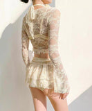 3点式セットビキニ水着モノキニレースワンピース谷間見せセクシービーチ海モノキニタンキニ旅行 WQ7-YQ-HHhAX5WHLL