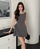 ミニドレスAライン非対称エレガントパーティーセレブ風高級感着痩せ気質パーティー WQ2-ZED889898GT347