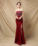 【3色】ロングドレスベアトップキラキラセクシー手作りドレスナイトドレス高級感演奏会宴会パーティーイベント WQ2-YEY18717#