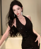 ミニドレス セクシー キャバドレス ノーショルダー キラキラ YH2-DD6231