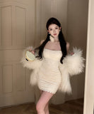 【2色】キャミワンピミニドレス花柄セクシー肌見せ着痩せレースナイトクラブ WQ2-SJHY10151