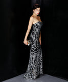 【5色】ロングドレス 宴会 気質 キラキラ 披露宴 脚長効果 ノーショルダー YH2-YEY16398#