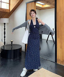 ロングドレスホルターネックレース花柄谷間見せセクシー夏着痩せ気質エレガント同伴 WQ2-MXX80133