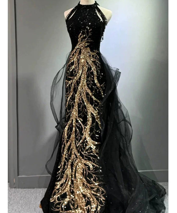 ロングドレス キャバドレス パーティードレス ブラック ロングドレス シルエット ハイネック マーメイドライン  誕生日 結婚式 披露宴 二次会 LW2-MBYDAL785529089441