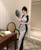 ロングドレスレースタイトドレス着痩せ気質中華風セクシーエレガントおしゃれ WQ2-ZED886358DXH348A