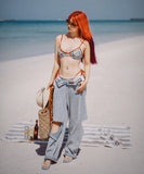 ビキニ チェリー柄 セクシー かわいい Vネック ビーチ 水着 谷間露出 YH7-DP-A32654