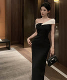 ロングドレスオフショルダーセクシーナイトクラブナイトドレスオフショルダーエレガントキャバクラ指名宴会パーティー WQ2-DD4832