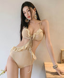 水着ビキニモノキニフリルウエストカードセクシータンキニ谷間見せ温泉ビーチ海 WQ7-DP-A10401