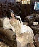 Lady's coco ロングドレス キャバドレス  セクシー フレンチスタイル 上品  ジャカード 着痩せ 秋新作 パーティー ドレス風 パーティー 二次会 LW2-XKDD335B-6515-Oct14