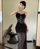 【2色】ロングドレスキャミワンピセクシーレースチュールキャバドレスキャバクラ着痩せパーティー指名 WQ2-DD4520