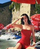 ビキニ水着ベアトップワンピースフリル水玉柄大人可愛いSNS話題温泉ビーチ海 WQ7-XYX-Q9191