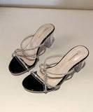 【2色】ハイヒール パンプス キラキラ スリッパ 美脚効果 歩きやすい 流行り OL 百掛け ヒール 靴 WQ5-HS6908-3