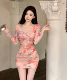 Lady's coco ミニドレス キャバドレス セクシー シルエット  ライン ギャザー入り キャミワンピース LW2-DD5951