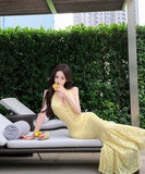 ロングドレス レース ホルターネック セクシー タイトドレス 谷間見せ 女子力 キャバキャバ WQ2-CD7-445-21890720