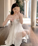 【2色】ミニドレス キャバドレス キャミワンピ ピュアセクシー レイヤード フリル シフォン ストラップ JC2-ZED88329DXH342