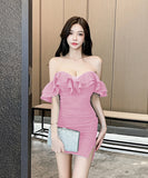 【3色】ミニドレス キャバドレス キャミワンピ セクシー ロータスワンレーブル オープンバック ナイトクラブ JC2-YM8871