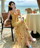 ロングドレスマーメイドドレス花柄フリル谷間見せセクシー同伴エレガント気質着痩せ WQ2-XHY911579