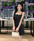 【2色】ミニドレスタイトドレスフリルエレガントフラワーセクシーパーティー大人可愛いキャミワンピ WQ2-SJHY10841