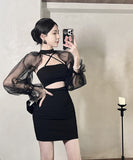 2点セット キャバドレス ミニドレス フリル セクシー 肌見せ party YH2-DD4518