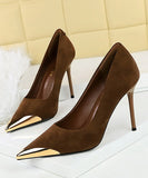 【4色】ハイヒールセクシーメタルヒョウ柄パンプス9.5CM美脚効果 歩きやすい 流行り OL 百掛け WQ5-DS3739-32