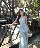 【2色】ロングドレスキャミワンピチュール透明感コーデ万能Jennie styleマーメイドドレス WQ2-ZED882521DXH437A