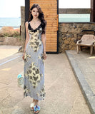 サンドレスロングドレス旅行花柄エレガント気質レース谷間見せ WQ2-CD6-238-96850580