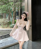 ミニドレスレースセレブ風カワセクシーAラインお姫様パーティー宴会誕生日ドレス高級感気質 WQ2-XKD-D452-1033-Mar2