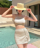 【2色】3点セットビキニ水着モノキニセクシーホルターネック韓国っぽ温泉海ビーチかわいいWQ7-BY-002