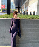 【2点セット】 ロングドレス キャバドレス セクシー セットアップ フレンチスタイル ドレープネック 上品 スリムフィット ミディスカート  LW2-ZED883415DXH502