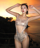 水着ビキニキラキラモノキニセクシーおしゃれ温泉ビーチ海タンキニ WQ7-DP-A10434