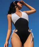 ビキニ モノキニ 肌見せ セクシー Vネック 着痩せ 海辺 水着 谷間露出 YH7-YZM-SNM24523