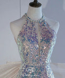 ロングドレス キャバドレス パーティードレス  ロングドレス  ハルターネック  キラキラ  スパンコール  マーメイドライン  ゴージャス 誕生日 結婚式 披露宴 LW2-MJR414