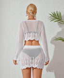 【上下セット】サンドレス ミニドレス 谷間見せ おしゃれ クロシェ編み hot girl WQ2-CM82457