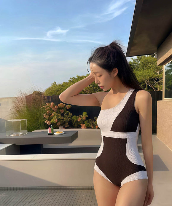 水着モノキニビキニタンキニワンショルダーセクシー体型カバー着痩せ気質ビーチ海温泉 WQ7-FH-FAN004