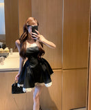 ミニドレスバックレスドレスAライン誕生日ドレスフリルカワセクシーエレガント着痩せナイトクラブパーティードレスレース WQ2-XKD-D308-6948-May22