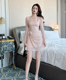 手作りドレスミニドレスレース高級感非対称セクシー宴会パーティー気質 WQ2-JY11469