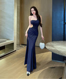 【2色】ロングドレス パーティードレス 宴会 セクシー 脚長効果 背露出 エレガント YH2-YM9164