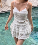 【2色】上下セットビキニ水着ワンピース着痩せハイウエスト体型カバーSNS話題モノキニタンキニ大人可愛い温泉ビーチ海 WQ7-CF-SY1332