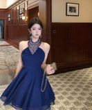 ミニドレスキャバドレス高級感セレブ風キラキラAライン着痩せ気質同伴気質 WQ2-XKD-D318A-6289-Mar22