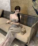 ロングドレスチュールベアトップセクシーセクシーキャバドレス宴会パーティーフラワーエレガント WQ2-ZED882341DXH437