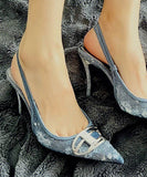 【3色】ハイヒール パンプス スリッパ デニム 美脚効果 歩きやすい 流行り party 8.5cm 百掛け ヒール 靴 WQ5-KLL001