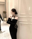 Lady's coco ロングドレス キャバドレス セクシー オフショルダー タイトワンピース ホルターネック 背中開き ボディコン デート 女子会 二次会 披露宴 パーティー LW2-OYF8723