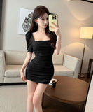 【4色】ミニドレスキャバドレスセクシーパフスリーブタイトドレスナイトクラブキャバキャバパーティー WQ2-DD4282