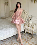 【2色】ミニドレスパーティードレスAライン着痩せ気質セレブ風宴会誕生日パーティーカワセクシー高級感 WQ2-ZED889865GT347