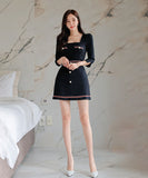 ミニドレス キャバドレス 気質 セレブ風 大人可愛い Aライン 韓国っぽ MY2-ZRD886696BH506